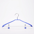 Manufactory direct non slip PVC coated metal pants trouser hanger with clips for clothing